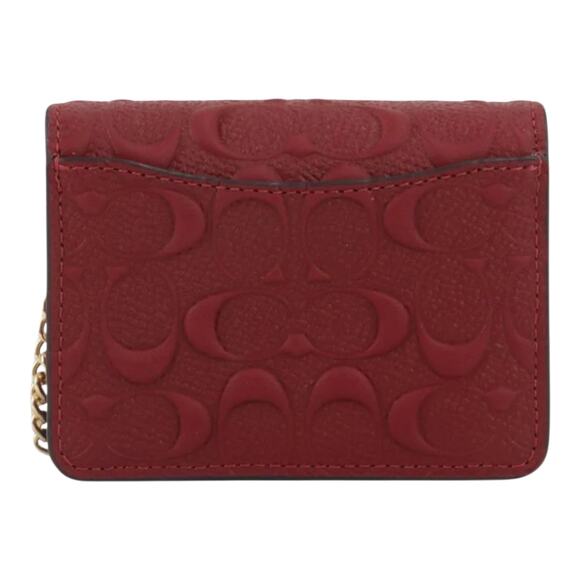 COACH MINI WALLET ON A CHAIN IN SIGNATURE EMBOSSED CALF LEATHER CHERRY RED NEW! - Picture 6 of 9